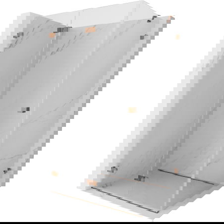 Mexen Lunar-F сгъваема лява душ-кабина 90 x 80 см, прозрачен, розово злато- 836-090-080-60-00-L