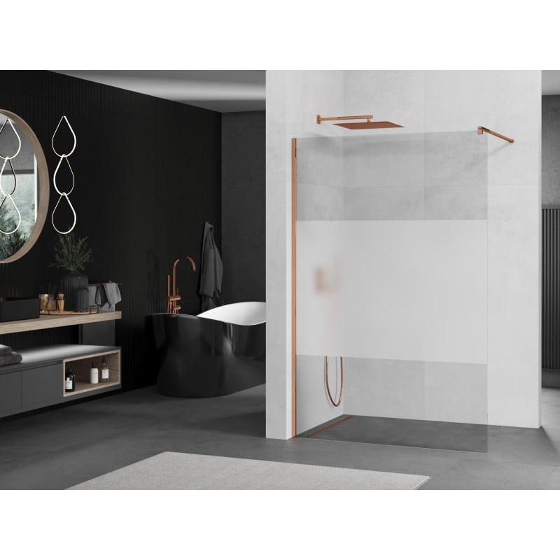 Mexen Kioto душ стена Walk-in 90 x 200 cm, прозрачен/мразовит 8 мм, розово злато