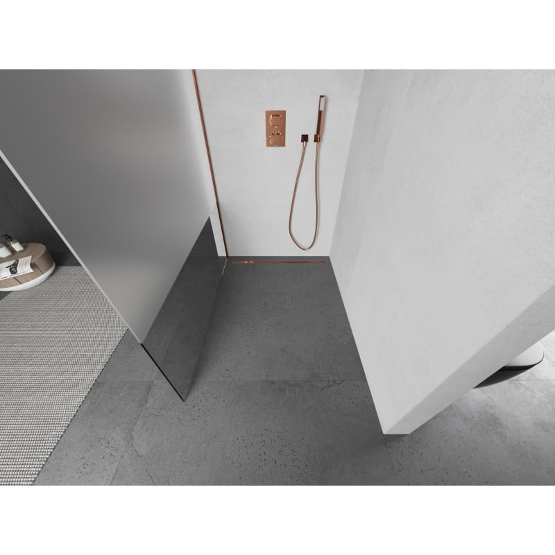 Mexen Kioto душ преграда Walk-in 100 x 200 см, прозрачно/мраз 8 мм, розово злато