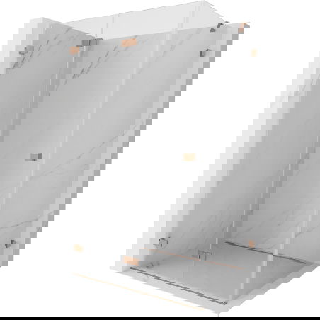 Mexen Lunar-F сгъваема душ кабина лява 85 x 80 см, прозрачна, матирано медно покритие- 836-085-080-65-00-L