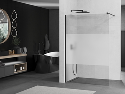Mexen Kioto стена за душ Walk-in 110 x 200 см, прозрачна/матова 8 мм, черна - 800-110-101-70-35