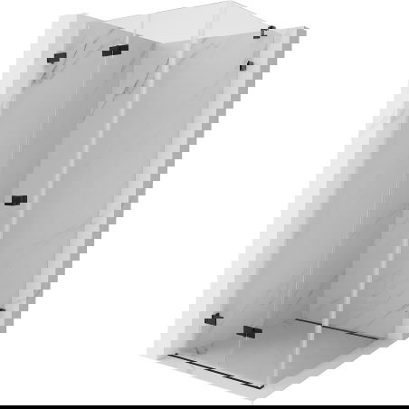 Mexen Lunar-F сгъваема душ кабина лява 80 x 80 см, прозрачна, черна - 836-080-080-70-00-L