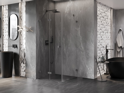 Mexen Lunar-F сгъваем ляв душ кабина 90 x 90 см, прозрачен, gun metal - 836-090-090-95-00-L