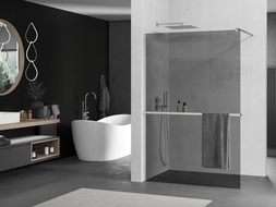 Mexen Kioto+ стена за душ с рафт Walk-in 120 x 200 см, графит, хром - 800-120-121-01-40