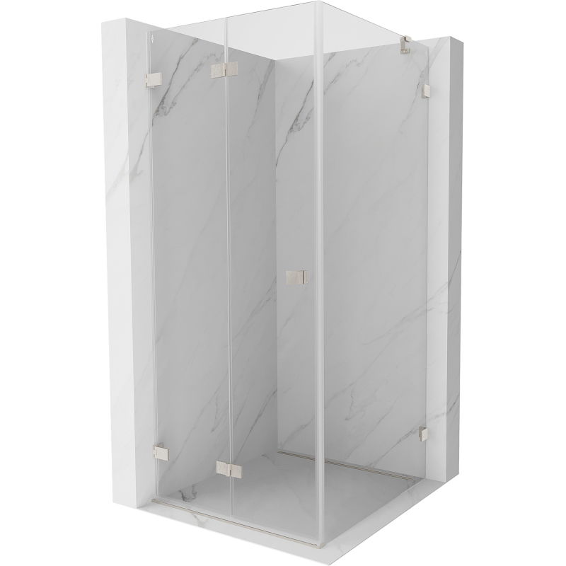 Mexen Lunar-F сгъваема душ кабина лява 85 x 80 см, прозрачна, матиран никел - 836-085-080-97-00-L