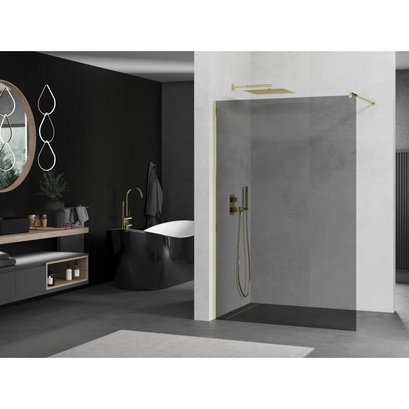Mexen Kioto душкабина Walk-in 80 x 200 см, графит 8 мм, златен - 800-080-101-50-40