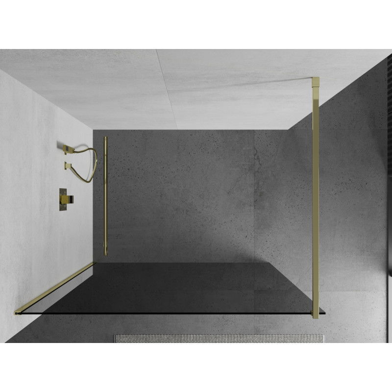 Mexen Kioto душ кабина Walk-in 90 x 200 cm, графит 8 мм, златна - 800-090-101-50-40