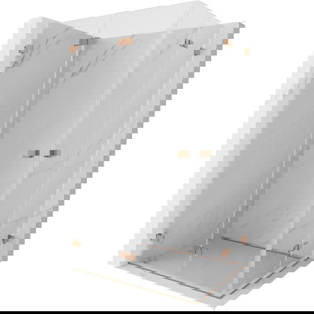 Mexen Lunar-F Duo сгъваема душ кабина 95 x 90 см, прозрачна, изчеткана мед - 836-095L-090P-65-00