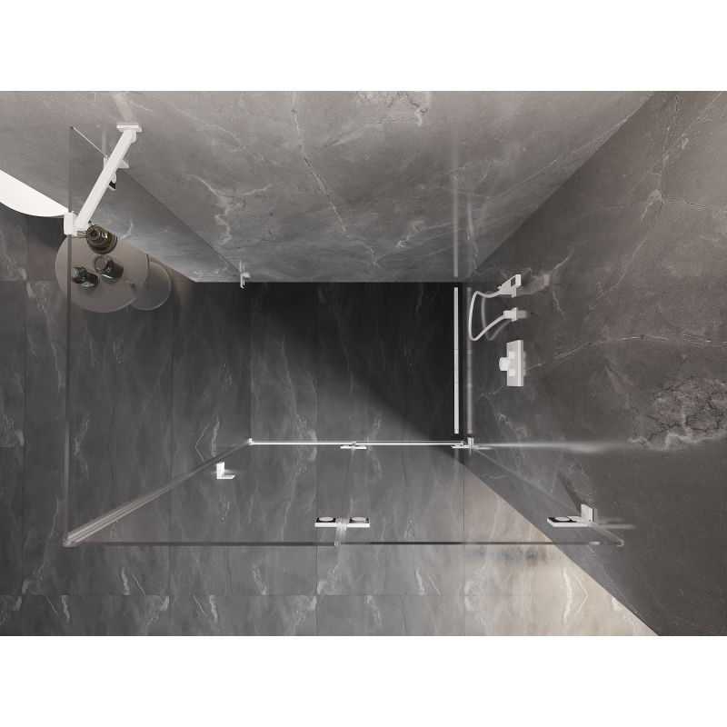 Mexen Lunar-F сгъваема душ кабина дясна 100 x 80 см, прозрачна, бяла - 836-100-080-20-00-P