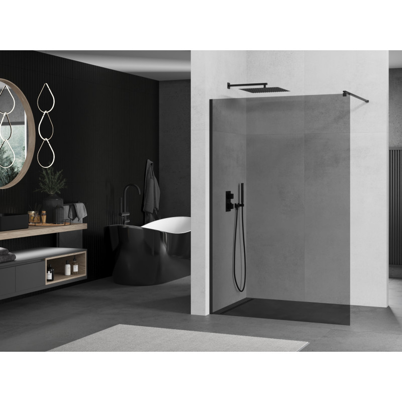 Mexen Kioto преграда за душ Walk-in 110 x 200 см, графит 8 мм, черна - 800-110-101-70-40