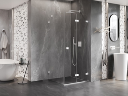 Mexen Lunar-F сгъваем душ кабина дясна 90 x 90 cm, прозрачна, бяла - 836-090-090-20-00-P