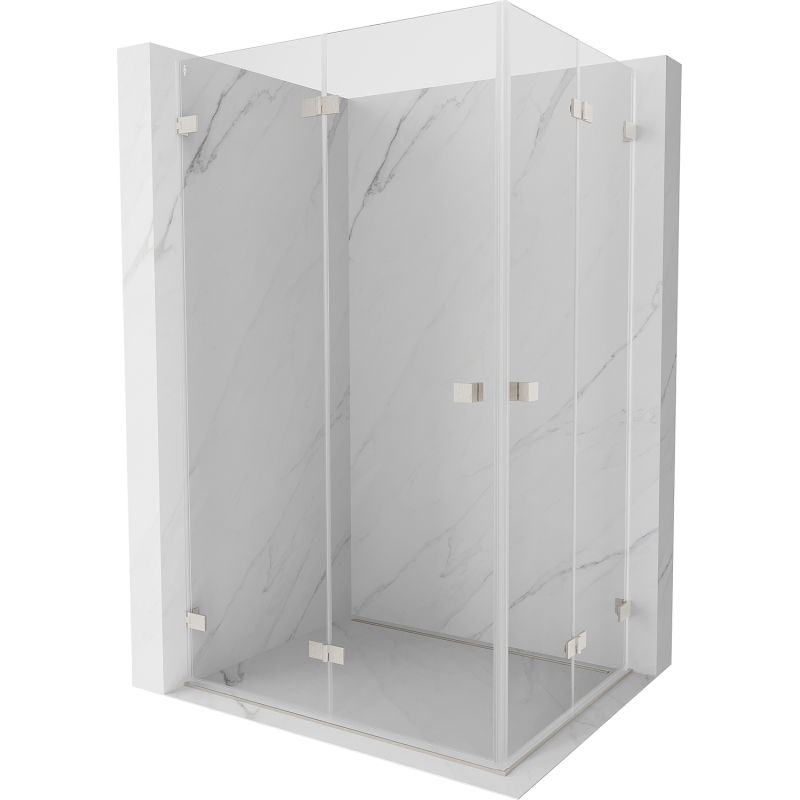 Сгъваема душ кабина Mexen Lunar-F Duo 95 x 90 см, прозрачна, матиран никел - 836-095L-090P-97-00