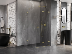 Mexen Lunar-F душ кабина сгъваема дясна 70 x 70 см, прозрачна, златна - 836-070-070-50-00-P