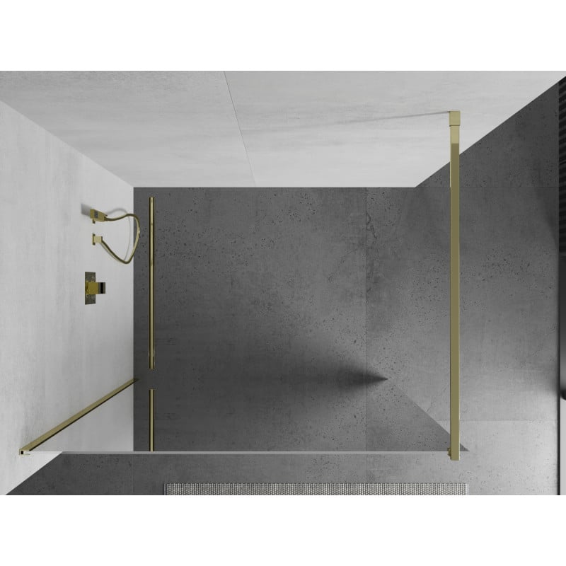 Mexen Kioto душ стена Walk-in 100 x 200 cm, огледало 8 mm, злато - 800-100-101-50-50