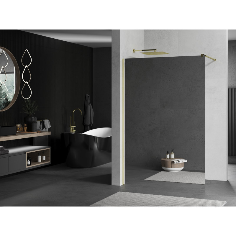 Mexen Kioto душ параван Walk-in 120 x 200 см, огледало 8 mm, златисто - 800-120-101-50-50
