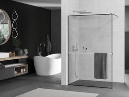 Мексен Киото+ душ кабина с Walk-in 100 x 200 см, черен шарка, хром - 800-100-121-01-70