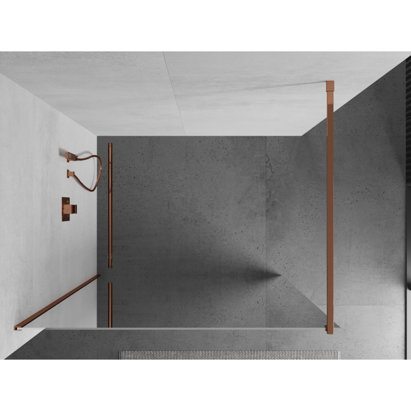 Mexen Kioto стенна преграда за душ Walk-in 80 x 200 cm, огледало 8 мм, розово злато