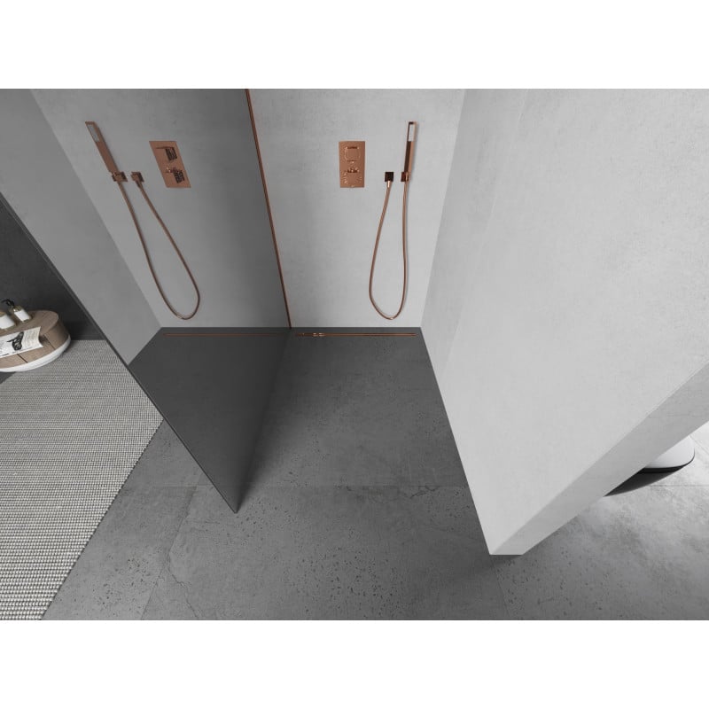 Mexen Kioto душ кабина Walk-in 90 x 200 см, огледало 8 мм, розово злато - 800-090-101-60-50