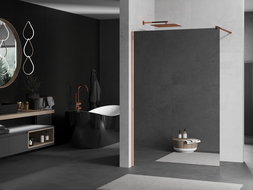 Mexen Kioto душова стена Walk-in 100 x 200 см, огледало 8 мм, розове злато - 800-100-101-60-50