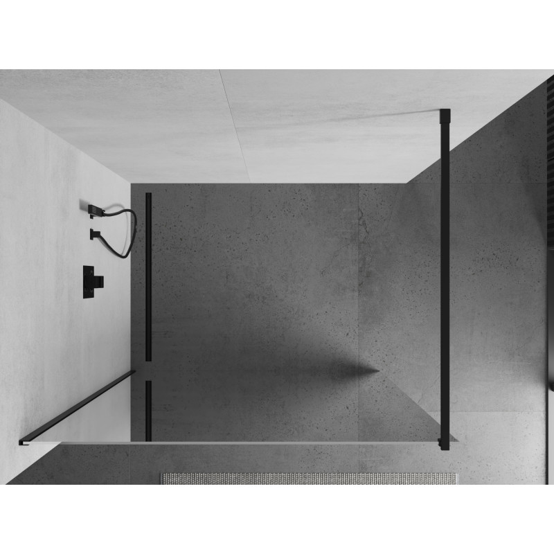Mexen Kioto душ стена Walk-in 80 x 200 см, огледало 8 мм, черно - 800-080-101-70-50