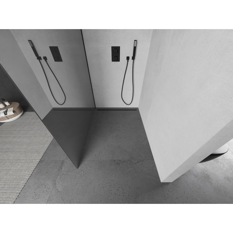 Mexen Kioto душкабина Walk-in 100 x 200 cm, огледална 8 mm, черна - 800-100-101-70-50