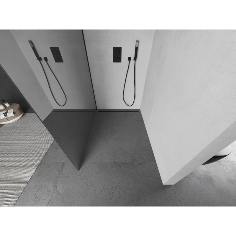 Mexen Kioto душ-преграда Walk-in 110 x 200 см, огледало 8 мм, черна - 800-110-101-70-50
