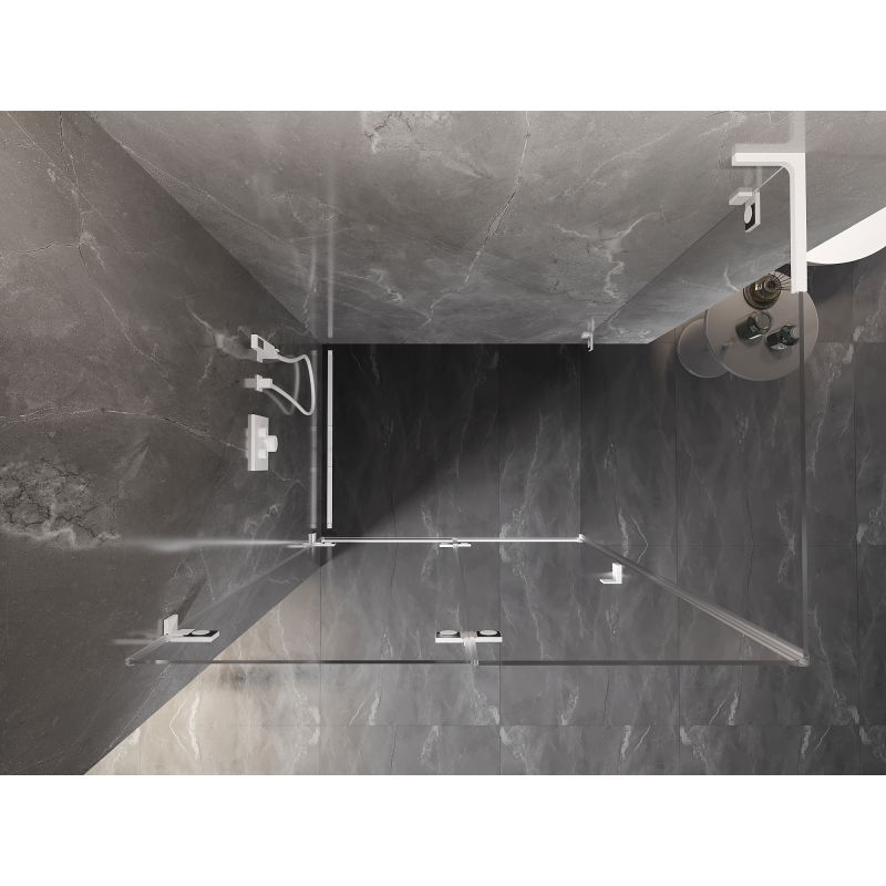 Mexen Lunar-F L сгъваема лява душ кабина 95 x 70 см, прозрачна, бяла - 836L-095-070-20-00-L