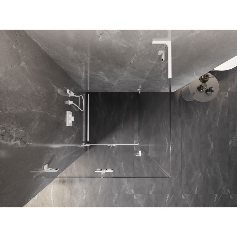 Mexen Lunar-F L сгъваема душ кабина лява 90 x 90 см, прозрачна, бяла - 836L-090-090-20-00-L