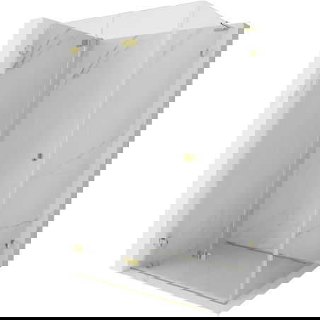 Mexen Lunar-F L лява сгъваема душ кабина 80 x 70 см, прозрачна, златна - 836L-080-070-50-00-L