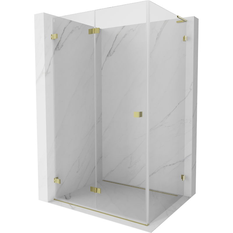 Mexen Lunar-F L сгъваема лява душ кабина 90 x 70 см, прозрачна, златна - 836L-090-070-50-00-L