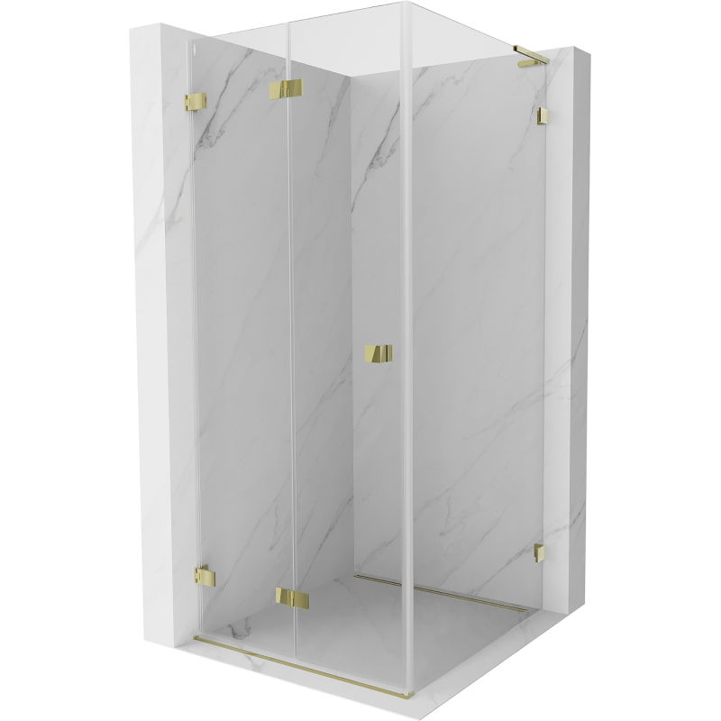 Mexen Lunar-F L сгъваема душ кабина лява 80 x 80 см, прозрачна, златна - 836L-080-080-50-00-L