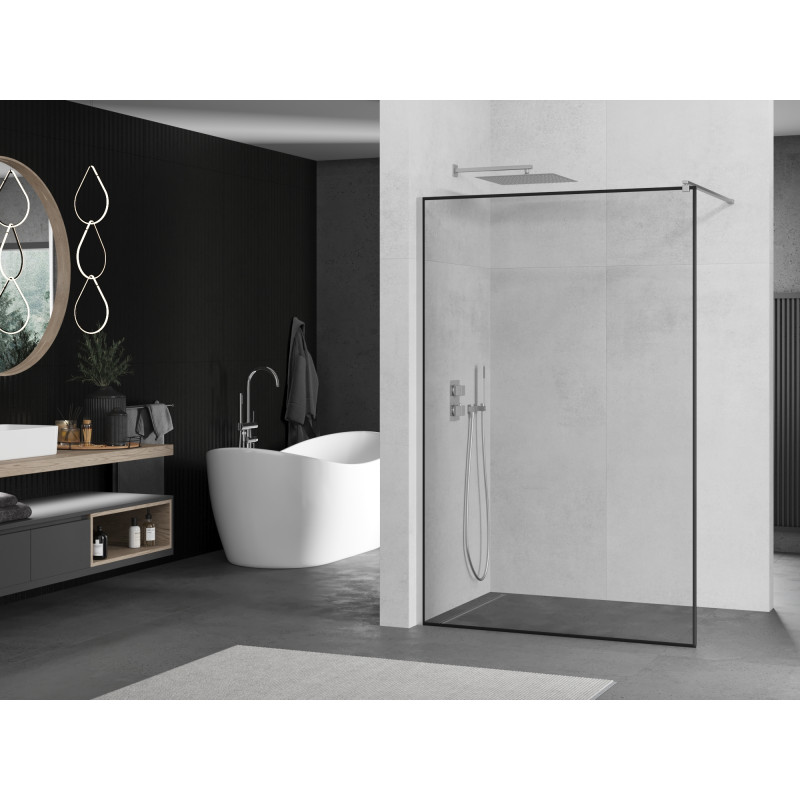 Mexen Kioto душ преграда Walk-in 120 x 200 см, черна рамка 8 мм, хром - 800-120-101-01-70