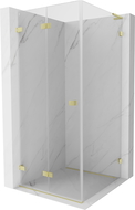Mexen Lunar-F L сгъваема душ кабина лява 70 x 70 см, прозрачна, златна четкана - 836L-070-070-55-00-L