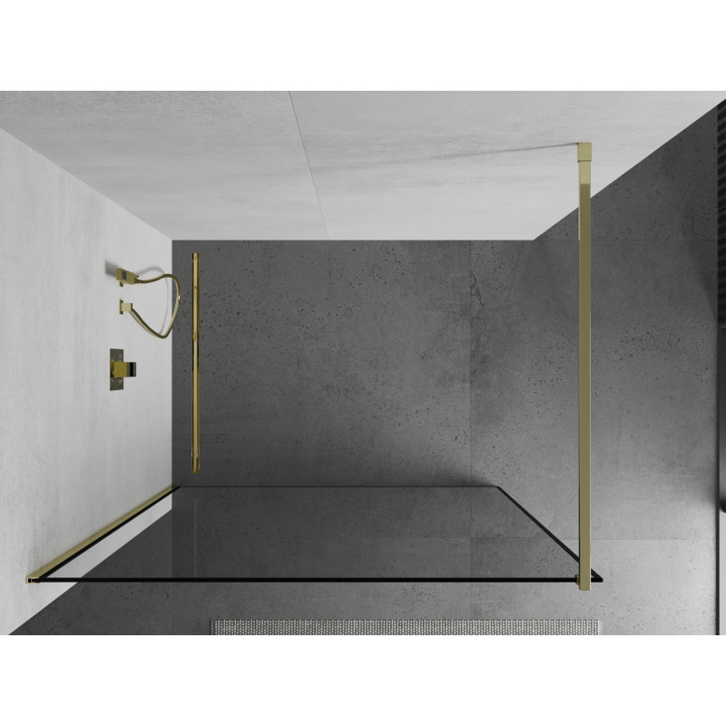 Mexen Kioto Душ преграда Walk-in 70 x 200 см, черна рамка 8 мм, златна - 800-070-101-50-70