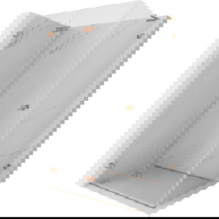 Mexen Lunar-F L сгъваема лява душ кабина 90 x 70 cm, прозрачна, четкана мед - 836L-090-070-65-00-L