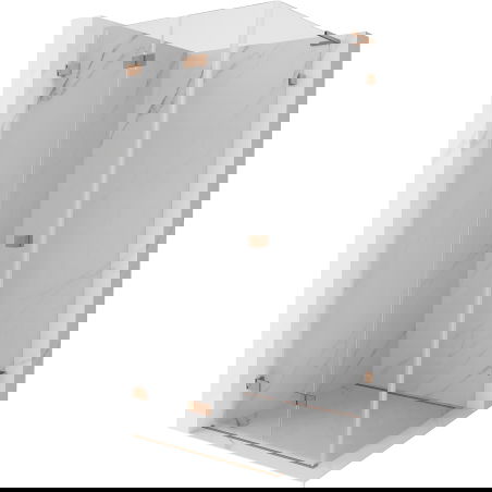 Mexen Lunar-F L сгъваем душ кабинет ляв 90 x 90 см, прозрачен, четкан мед - 836L-090-090-65-00-L