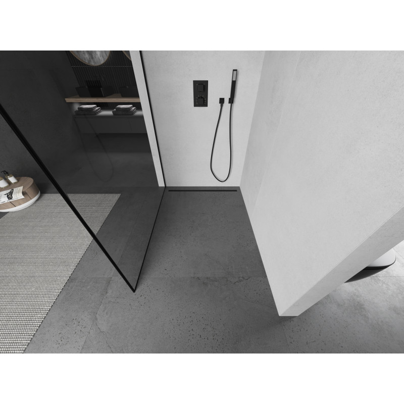 Mexen Kioto душен параван Walk-in 100 x 200 см, черна рамка 8 мм, черен - 800-100-101-70-70