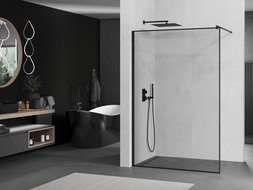 Mexen Kioto стена за душ, Walk-in 140 x 200 см, черен модел 8 мм, черен - 800-140-101-70-70