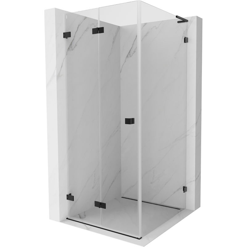 Mexen Lunar-F L сгъваема душ кабина лява 80 x 80 см, прозрачна, черна - 836L-080-080-70-00-L
