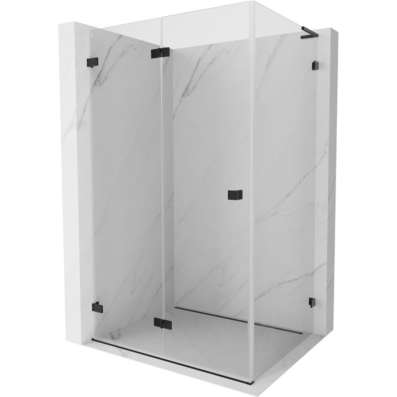 Mexen Lunar-F L сгъваема душ кабина лява 85 x 80 см, прозрачна, черна - 836L-085-080-70-00-L