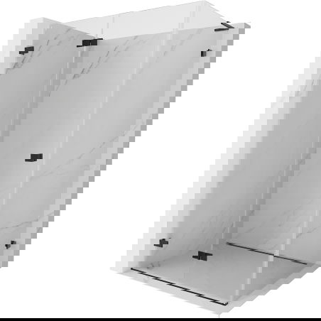 Mexen Lunar-F L сгъваема лява душ кабина 90 x 80 см, прозрачна, черна - 836L-090-080-70-00-L