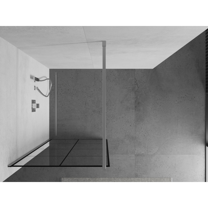 Mexen Kioto душ-преграда Walk-in 90 x 200 см, черна решетка 8 мм, хром - 800-090-101-01-77
