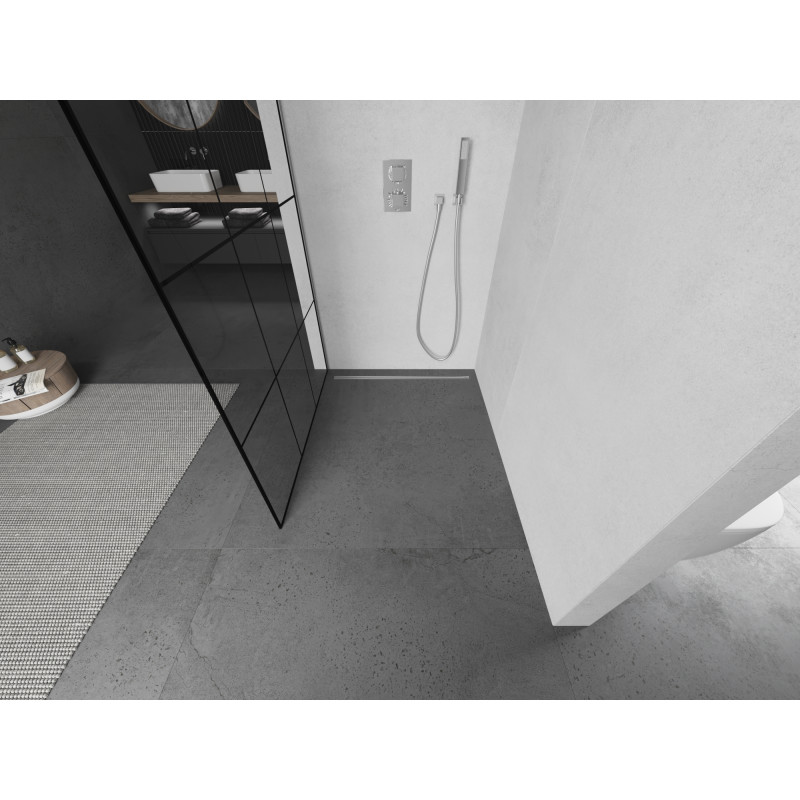 Mexen Kioto Душ стена Walk-in 100 x 200 см, черна решетка 8 мм, хром - 800-100-101-01-77
