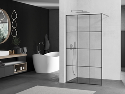 Mexen Kioto Душ стена Walk-in 100 x 200 см, черна решетка 8 мм, хром - 800-100-101-01-77