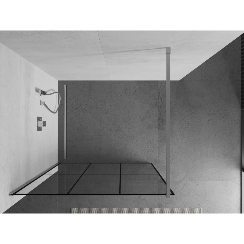 Mexen Kioto душ преграда Walk-in 110 x 200 см, черна решетка 8 мм, хром - 800-110-101-01-77