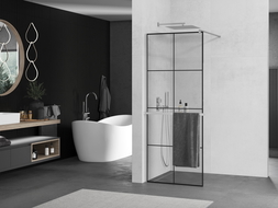 Mexen Kioto+ стенна душа с рафт Walk-in 80 x 200 см, черен десен, хром - 800-080-121-01-77