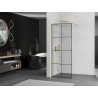Mexen Kioto стенна душка Walk-in 90 x 200 см, черна решетка 8 мм, злато - 800-090-101-50-77