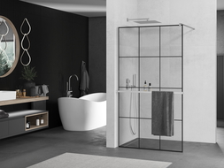 Mexen Kioto+ душова стена с полка Walk-in 120 x 200 см, черен модел, хром - 800-120-121-01-77