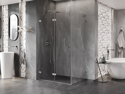 Mexen Lunar-F L сгъваема душ кабина лява 95 x 80 см, прозрачна, четкан никел - 836L-095-080-97-00-L