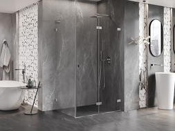 Mexen Lunar-F L сгъваемa душ кабина, дясна, 100 x 80 см, прозрачнa, хром - 836L-100-080-01-00-P